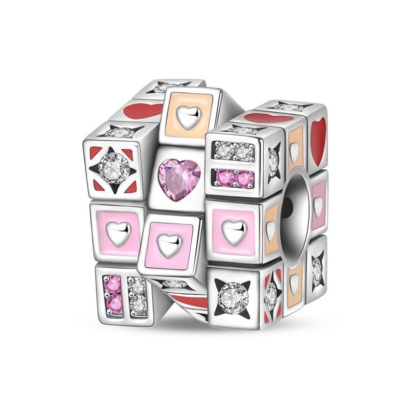 Original Copper Heart-Shaped Flower Butterfly Animal Pendant Rubik'S Cube Bead Fit Diy Exquisite Jewelry Women Gift