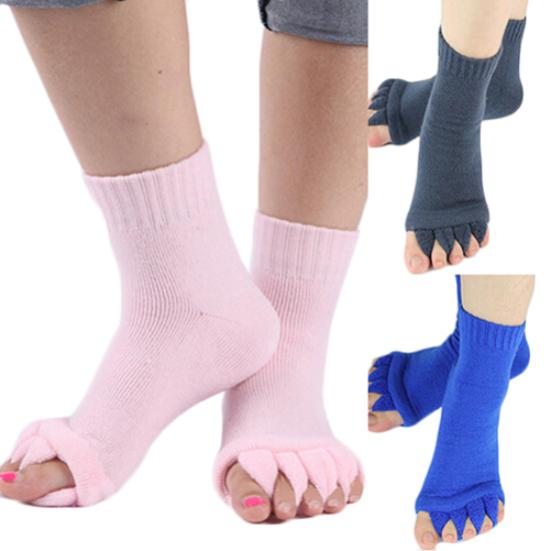 1 Pair Yoga GYM Massage Five Toe Separator Socks Foot Alignment Pain Relief