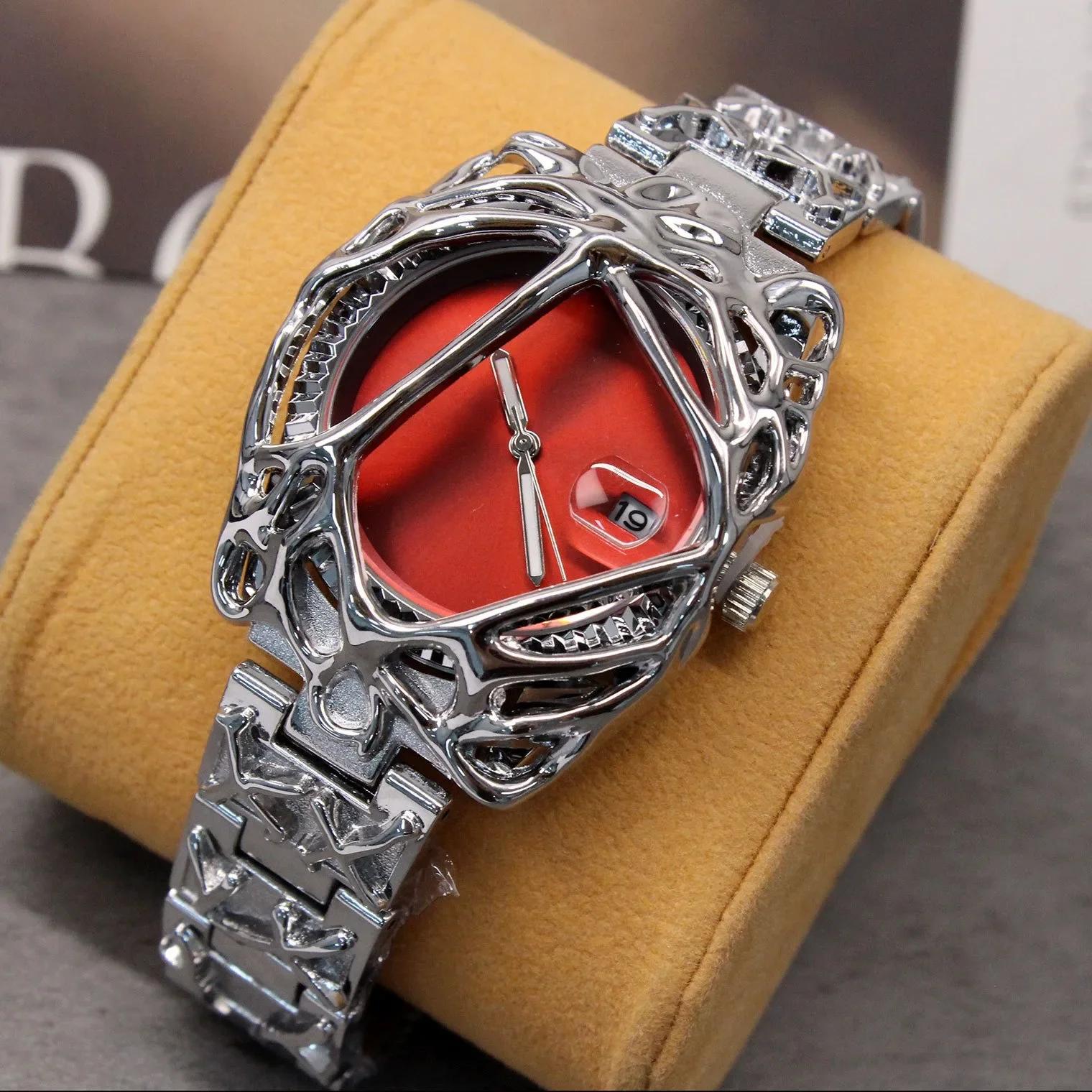 

Fashion Y2K Antique Alabaster Quartz Watch Men Retro Black Strap Red Medieval Old Unique Creative Men Watches Luminous AAA Clock