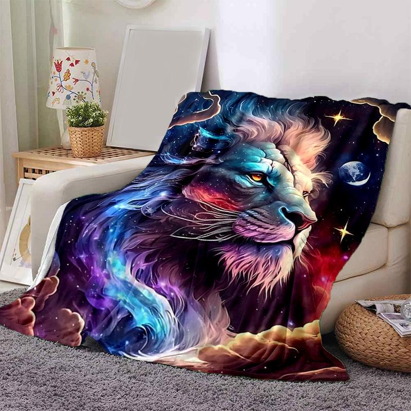 1pc Colorful Galactic Lion Blanket Seasonal Home Decorative Throw for Couch, or Car Seat Cover,Living Room.K017
