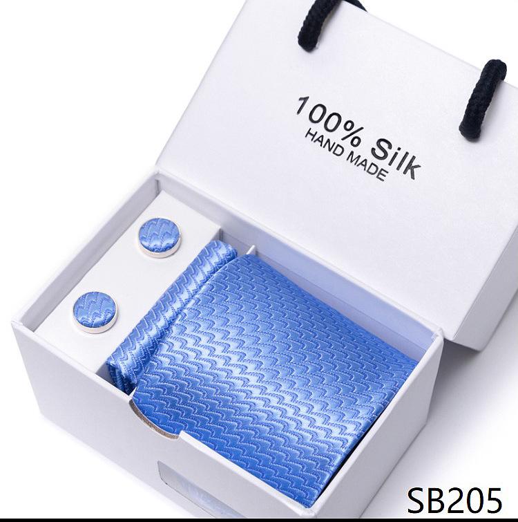Men's 1200-Needle High-Density Business Stripe & Paisley Tie Set - 6 Piece Groom & Wedding Gift Box