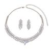 3PC Women's Fashion Zircon Water Drop Necklace Earrings Zircon Set Light Luxury Wedding Party Festival Gift-8564