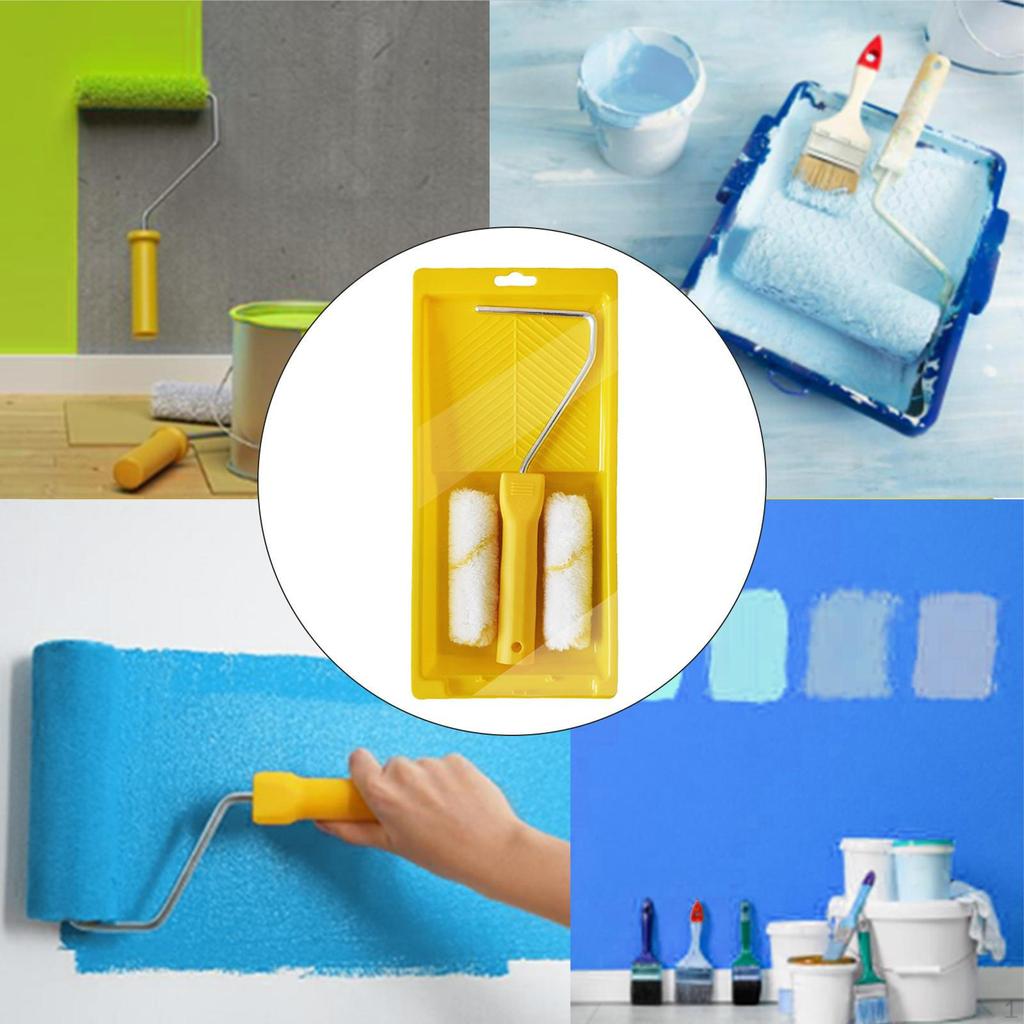 Reusable Paint Roller Brush Kit with Handle, Tray for Commercial Residential