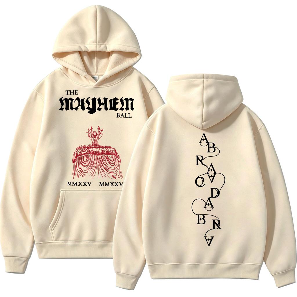 Lady Gaga The MAYHEM Ball Red Dress Print Hoodie Trend Pop Music Vintage Long Sleeve Loose Fleece Casual Men Women Pullover Male