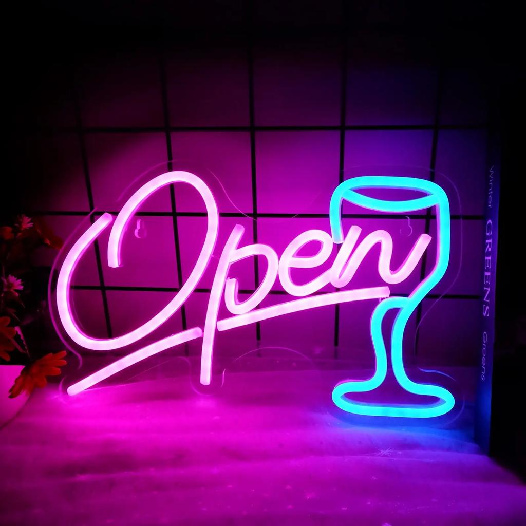 OPEN Neon Sign Bar Lights Neon Signs for Home Bar Led Party Wall Decor USB Powered Man Cave Christmas Halloween Decoration Gifts