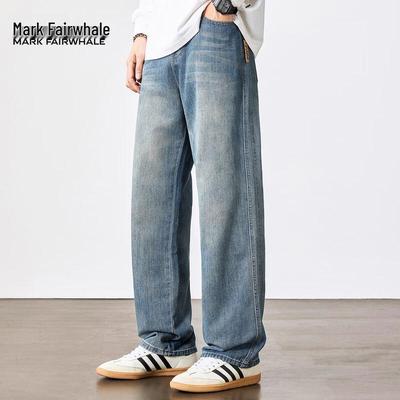 Mark Fairwhale Men's Washed Loose Fit Straight Leg Denim Jeans