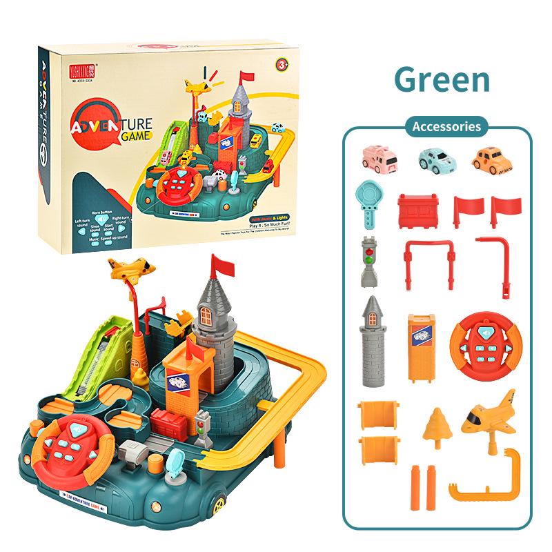 Enhanced Steering Wheel Adventure Track Set with Lights & Music for Kids