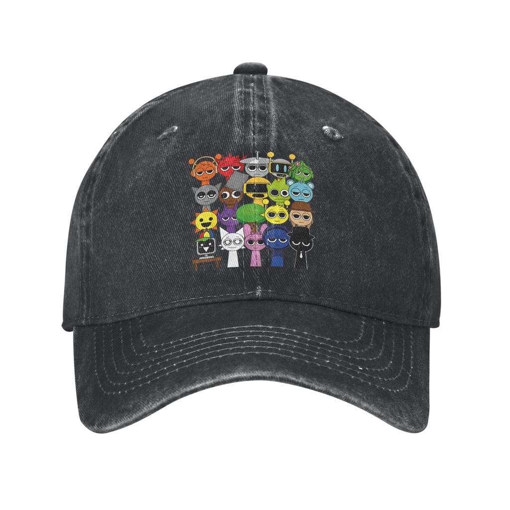 Sprunkis Cartoon Unisex Style Baseball Caps  Distressed Cotton Hats Cap Vintage Outdoor Activities Gift Snapback Cap