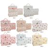 3Pcs Cosmetic Bag Cute Floral Cotton Toiletry Organizer Bag Zipper Travel Cosmetic Bag for Women Girls