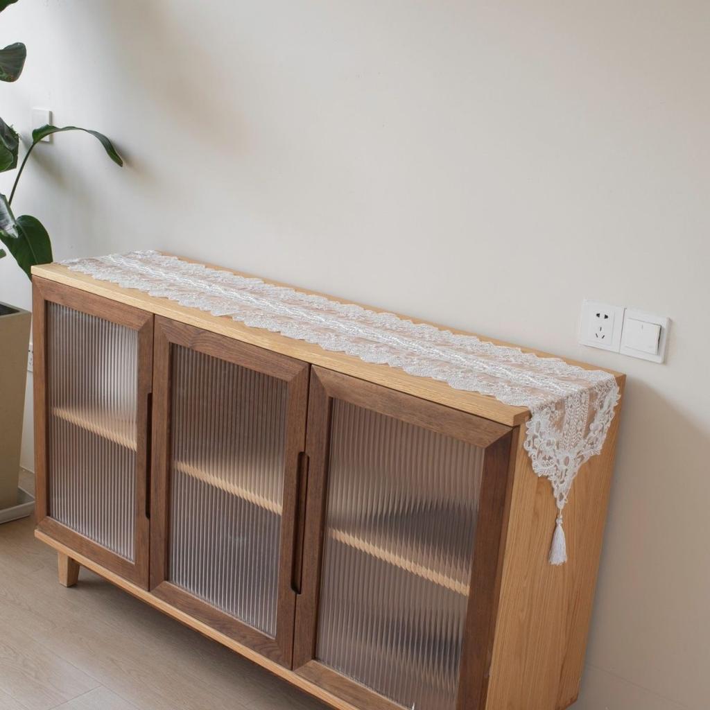 Europäische Tischflagge Spitze Stoff Esstischdecke Kaffeetischläufer Amerikanisch Weiß TV-Schrank Lange Tischdecke Dekortuch