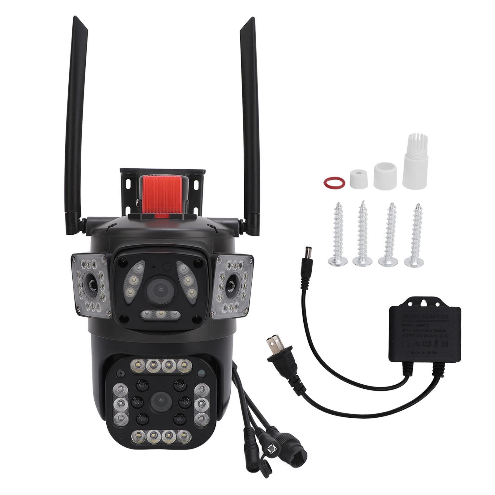 

Камера безпеки з трьома об’єктивами, 8 МП, 4K, повноколірна камера нічного бачення, виявлення руху Wi-Fi, камера безпеки для US Plug