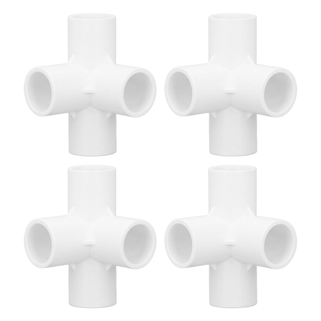 10 buc Fiting PVC 4 Căi Cot Conector Țeavă Ieșire 25mm Set Kit pentru Conectare Mobilier Alb