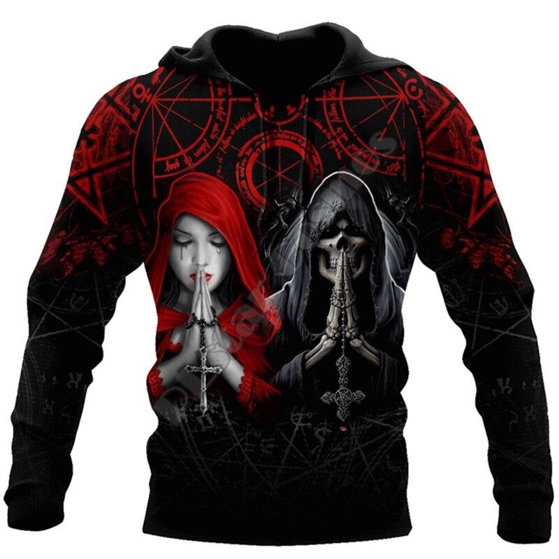 3D Printed Skull Graphics Men's Hoodie Tops Fashion Unisex Sweatshirt Spring Hip Hop Streetwear Oversized Casual Men's Clothing