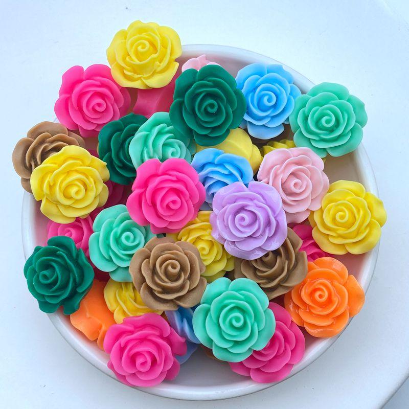 

20Pcs New Cute Mini 19mm Rose Flower Flat Back Resin Cabochons Scrapbooking DIY Jewelry Craft Decoration Accessorie