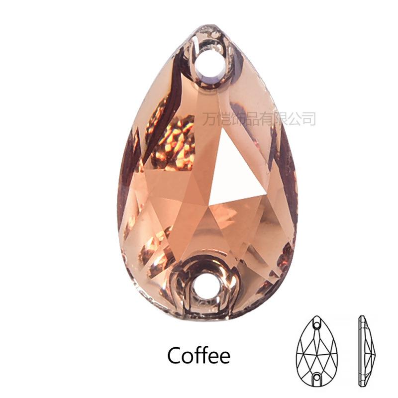 Resin Water Drop Flat Bottom Hand Sewn Drill, Silver Plated Bottom Double Hole Hand Sewn Flat Buckle Diy Clothing Luggage Accessories