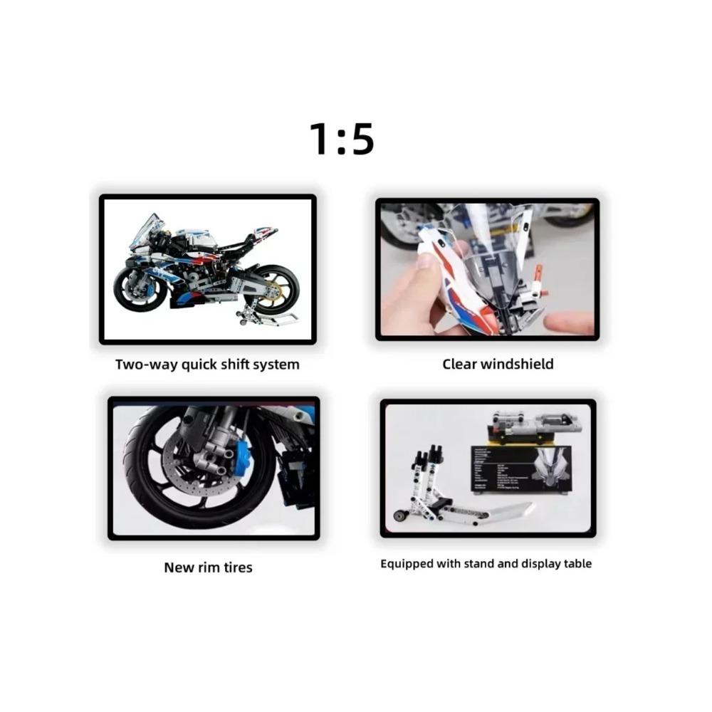 New Motorcycle Building Bocks Simulation Motorcycle Model Decoration Assembly Model Difficult Toy Boy Educational Creature Gifts