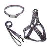 Dog Harness Dog Leash Three-piece Collar Chest Back Pet Leash Printed Dog Leash Pet Supplies