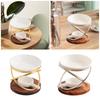Wax Melt Warmer With Wood Base Candle Holder Large Capacity Essential Oil Burners For Aromatherapies And Relaxation