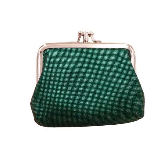 Vintage Glitter Mini Coin Purse, Portable Kiss Lock Closure Change Pouch, Double-layer Coin Wallet for Cards, Jewelry, Cash, Keys