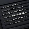 51pcs Gothic Punk Ring Set For Women Men Fashion Butterfly Heart Snake Design Match Ring Daily Wear Halloween Jewelry Gifts New