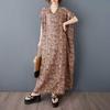 Large Size Floral Dress, Retro Long Robe for Ladies
