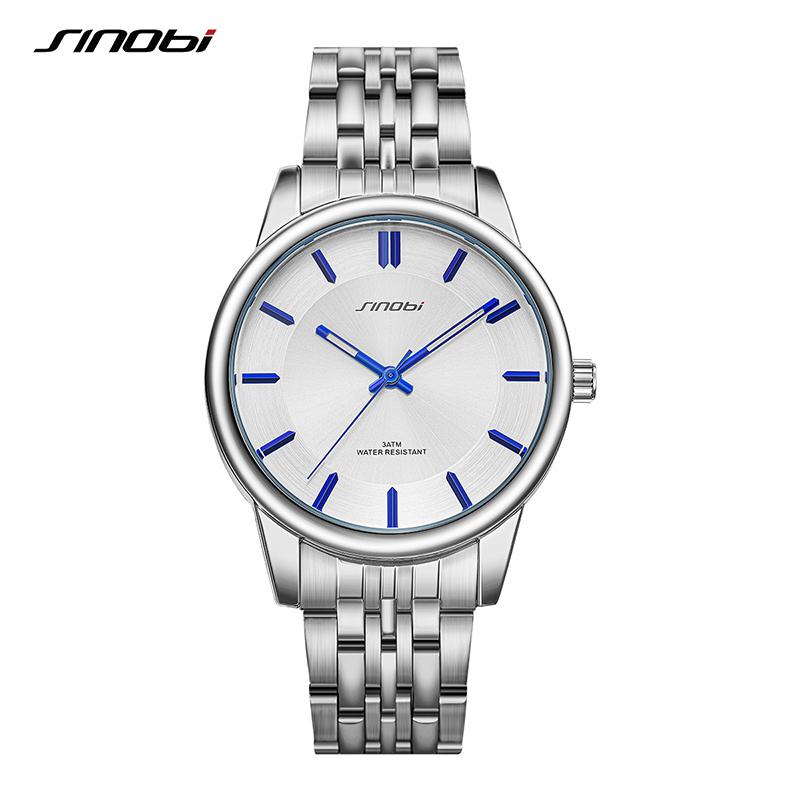 

Sinobi Топ Роскошные мужские часы Водонепроницаемые мужские кварцевые наручные часы Модные деловые повседневные часы для мужчин Relogio Masculino серебряный