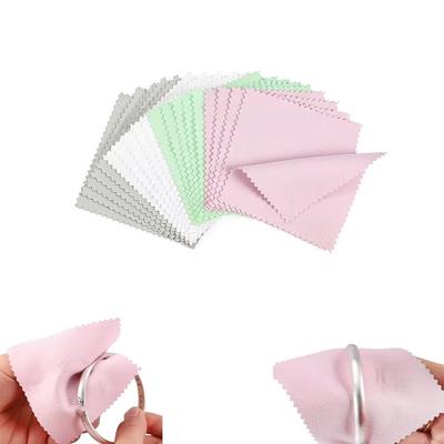 50Pcs 8x8cm Jewelry Cleaning Cloth Soft Fabric Cleaning Polishing Cloth  Anti-Tarnish Tool