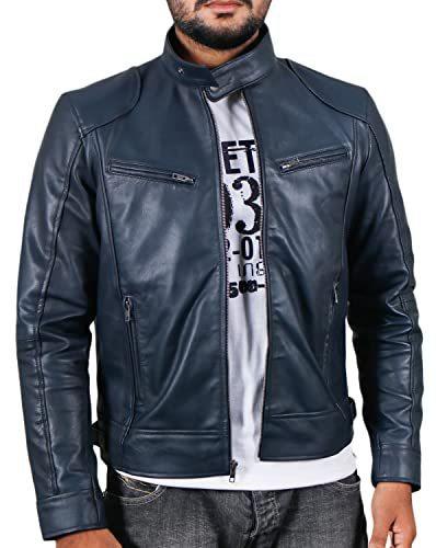 Spot Winter Business Gentleman Warm Zip Cardigan Pocket Decorative PU Leather Jacket Stand Neck Slim Leather Jacket