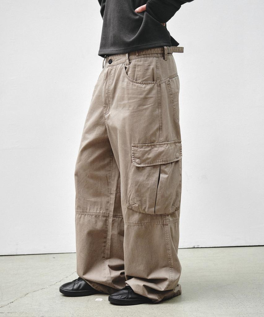 INTEMPOMOOD Ranger Utility Washed Cargo Pants_Beige