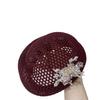 Korean Floral Painter hat French Women Knit Fabric Cap Versatile Hollow Out Beret  Spring