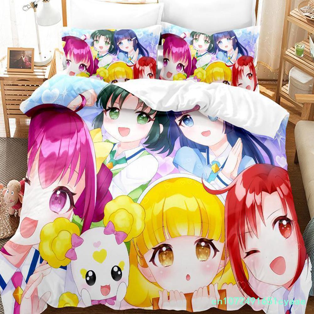 Smile PreCure! Bedding Set Single Twin Full Queen King Size Bed Set Adult Kid Bedroom Duvet Cover Sets 3D Print Kawaii Anime Bed