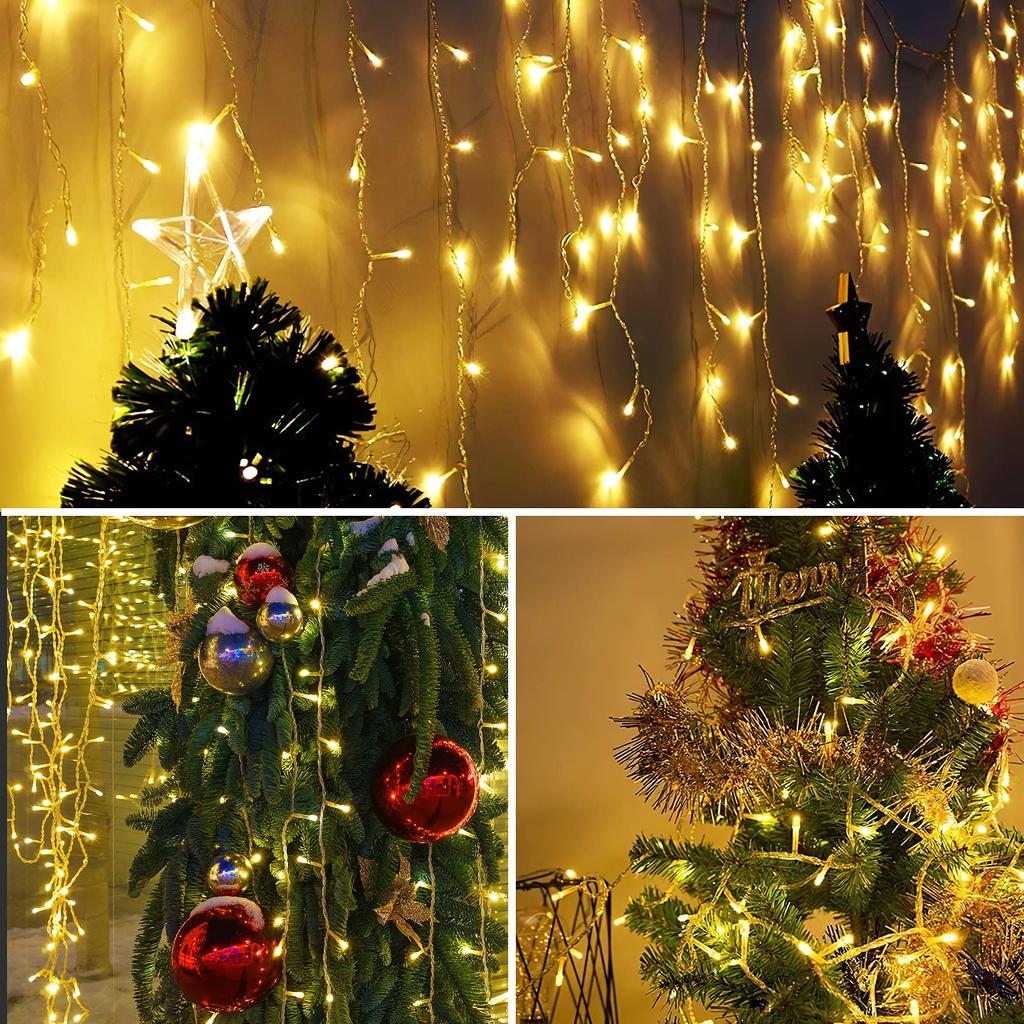 10m 400 LEDs Solar Powered LED Curtain Icicle String Light IP44 Waterproof 8 Modes Ambiance Lamp