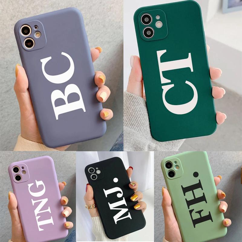 

Персонализированный ультратонкий чехол с инициалами для iPhone 12 11 XS 13 14 Pro Max Mini 6 6s 7 8 Plus SE2020 X XR Цветные мягкие чехлы из ТПУ