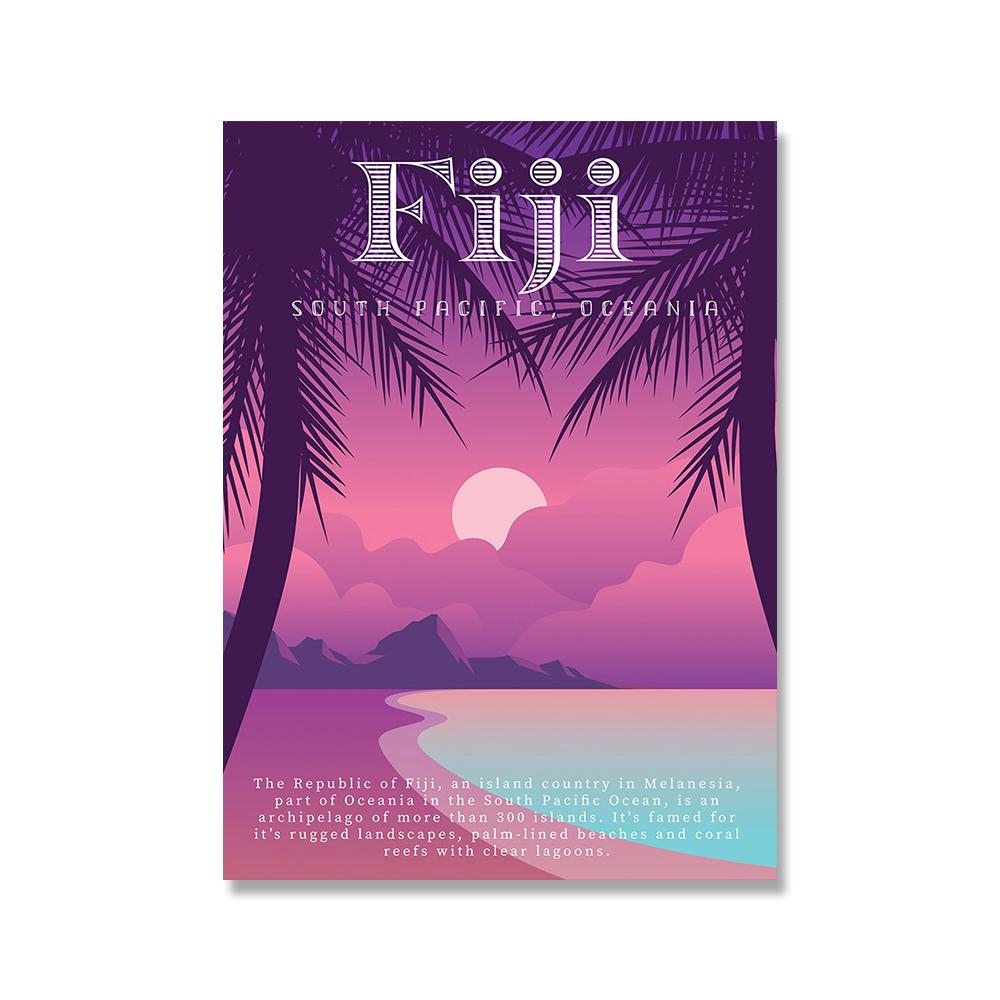 Colourful Retro Travel Posters Nordic Landscape Famous City Canvas Prints Egypt Paris Mexio Fiji Norway Mural Picture Home Decor