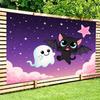 2D flat, background cloth for bats and ghosts traveling through the starry sky, suitable for holiday parties, polyester fiber