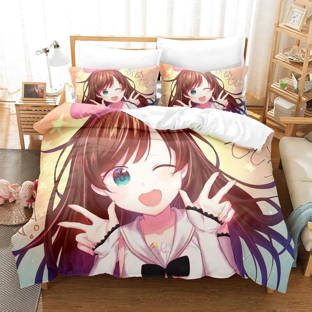 3d Printing  Kawaii Girls Kizuna AI Bedding Set Single Twin Full Queen King Size Bed Set Adult Kid Bedroom Duvet Cover Sets