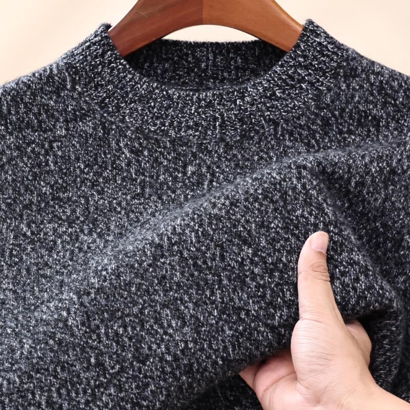 Hengyuanxiang Herren Pullover 100% Reine Wolle Grobstrick Rundhals