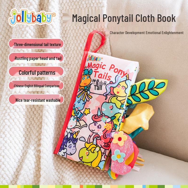 Jollybaby Montessori Chewable Animal Tail Cloth Book for Babies