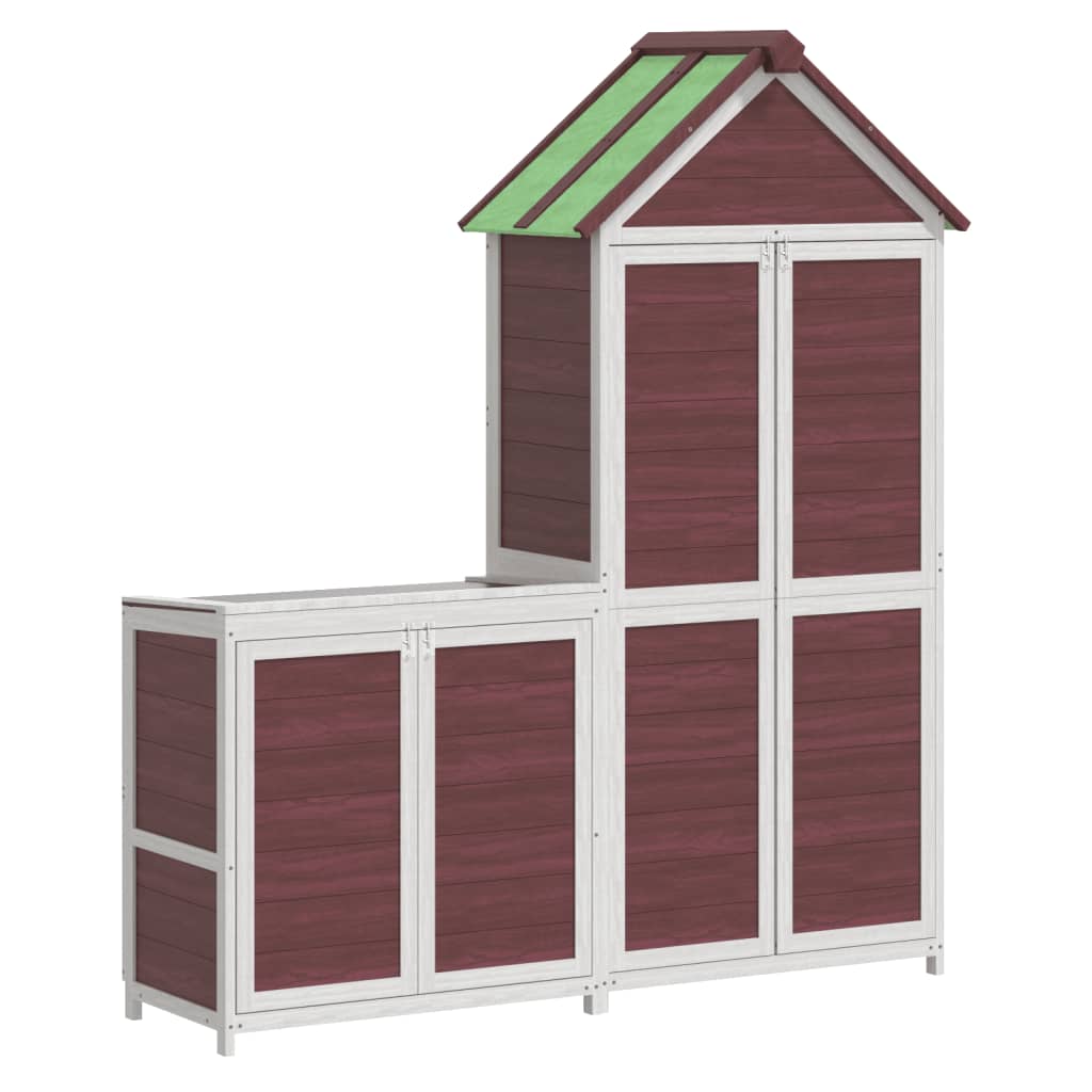 2 Piece Garden Shed Set Mocha Solid Pine Wood
