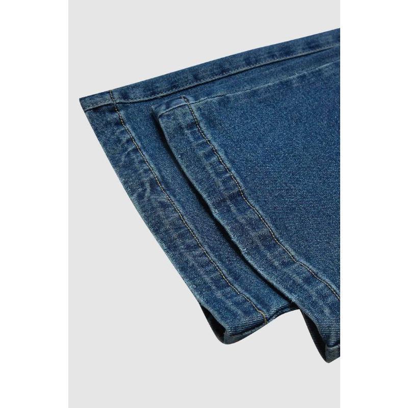 Damen Frühling Neue Mid-Waist Weitbein Kordelzug Locker Jeans Street Retro Gerade Hose