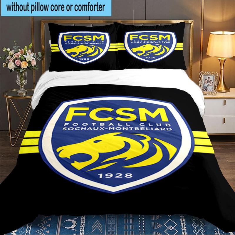 3PCS Fcsm Football Club Emblem Bedding set,Ideal for1pc Duvet Cover And 2pcs Pillowcases Perfect for Christmas gift,Ideal for Bedroom, Dormitory