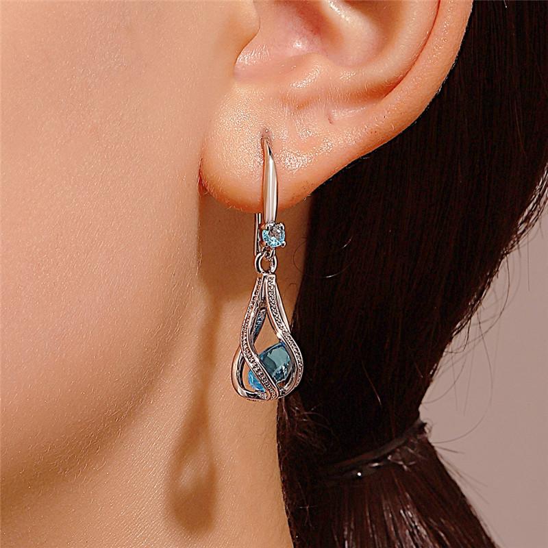 Fine New 925 Silver Luxury Crystal Zircon Earrings Charms for Woman Cute Engagement Wedding Jewelry Gift