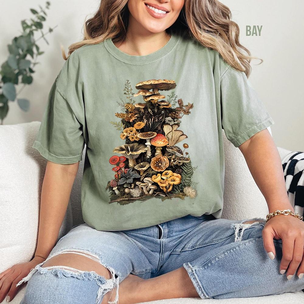 Goblincore Mushroom Comfort Shirts Nature Lover Plant Lover Dark Cottagecore Aesthetic Shirt Casual Daily Y2K Top Streetwear