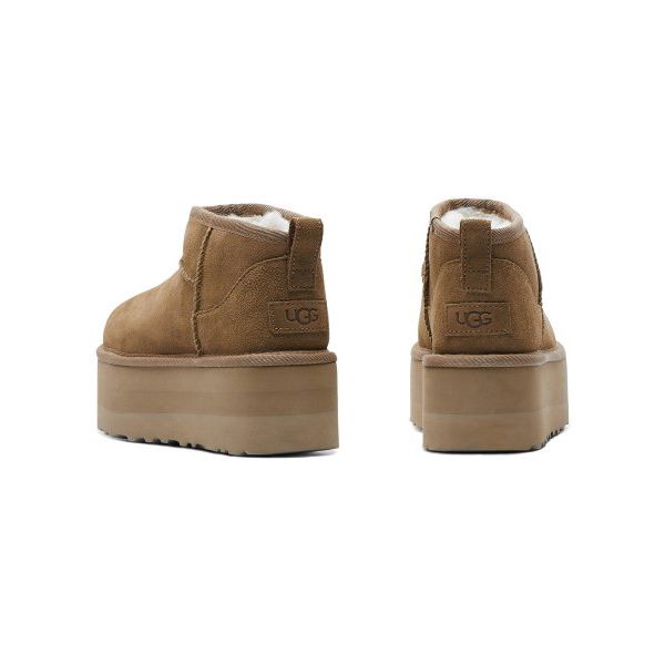 UGG Klassische Ultra Mini Plateaustiefel Kastanie Damen Sneaker Braun 1135092-CHE