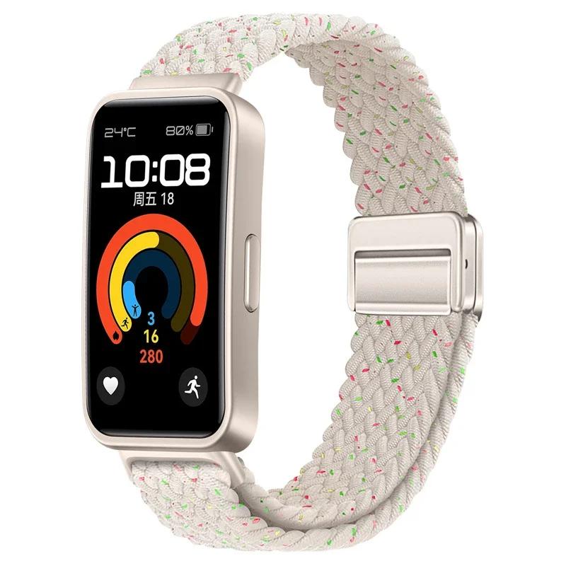 Magnetic Braided Loop Strap for Huawei Band 10 9 8 Accessories Adjustable Wristband Elastic Nylon Bracelet Huawei Band 9 Band 8
