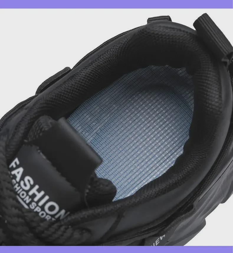 Чоловічі літні дихаючі модні кросівки для бігу Black Warrior - Товста підошва, Універсальні, Модні, Чорні кросівки тата