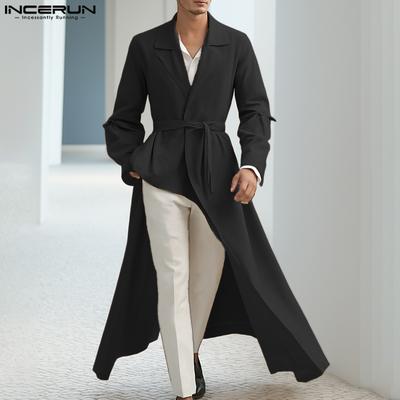 Autunno Uomo Manica Lunga Cintura Cardigan Lungo Irregolare Cappotti Soprabito