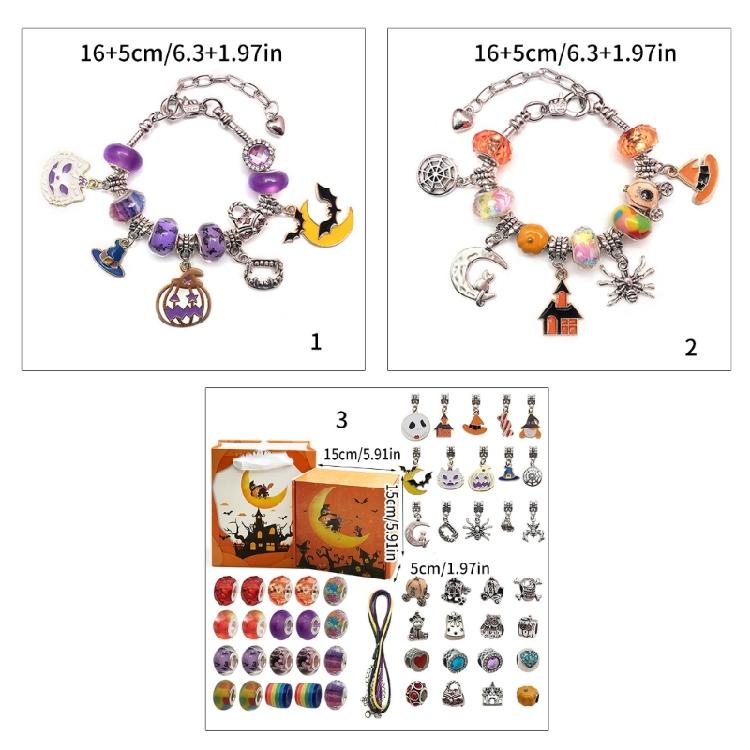 Horror Charm Bracelet DIY Halloween Link Chain Pumpkin Black Cat Bracelets
