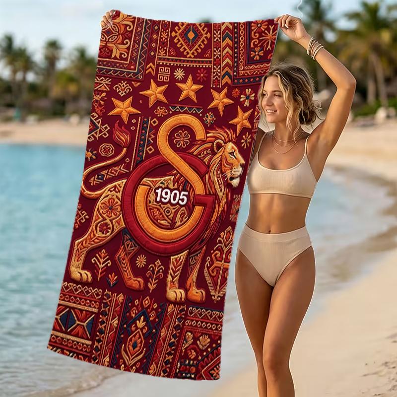 Beach Towel with Galatasaray S .K Pattern - soft,absorbent,machine washable Lightweight&Modern,swimming,Travel Essentials