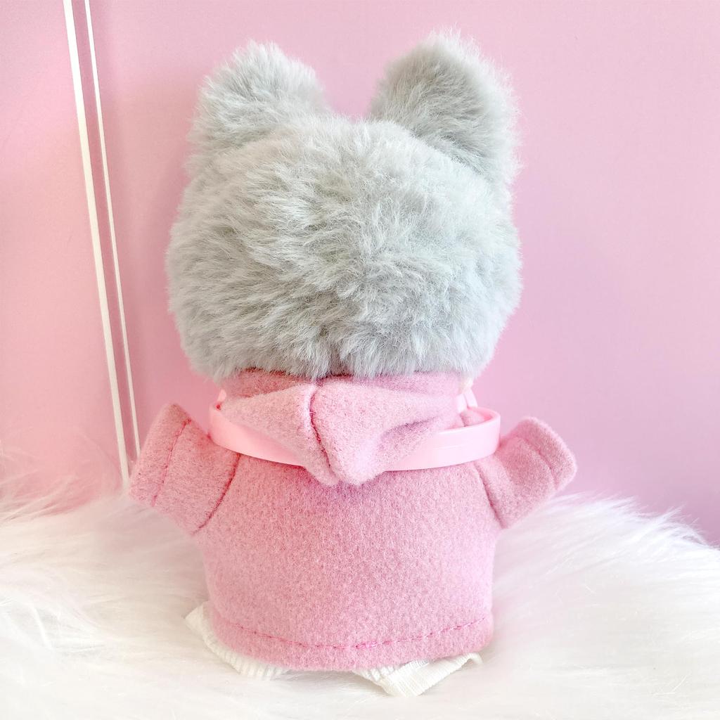 Pink Duffle Striped and Headphone Set for 10cm Plush Costume Coat, Shirt, Pants, Toy, Kigurumi, Accessories, Otaku, Doll, Mascot, K-Pop Doll, [Used]